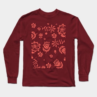 Retro Flowers in Pink Long Sleeve T-Shirt